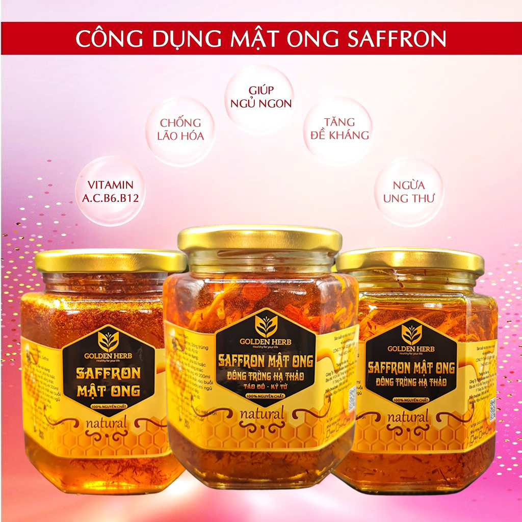 Mật Ong Saffron Đông Trùng Hạ Thảo 180ml/lọ Golden Herb
