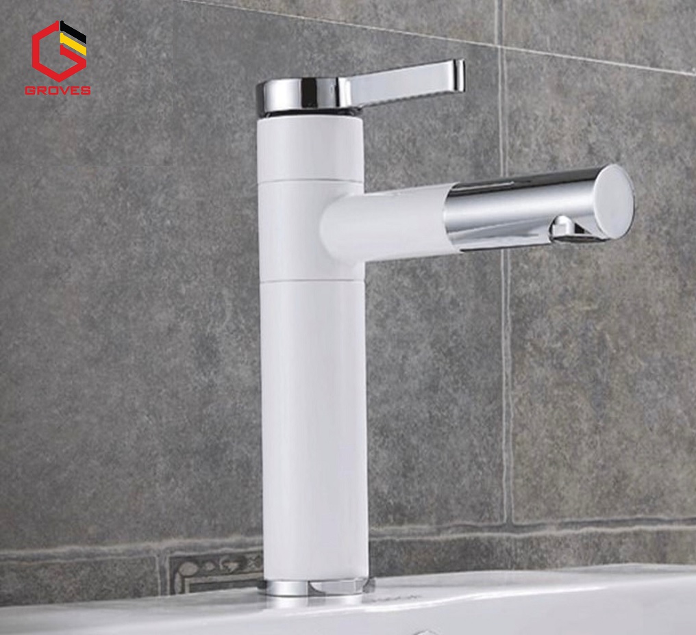 Vòi rửa mặt, Lavabo đa năng nóng lạnh thân thấp trắng đầu xoay 360 độ GR 7011B (đẹp, sang trọng, lịch sự, quý phái, tinh tế)