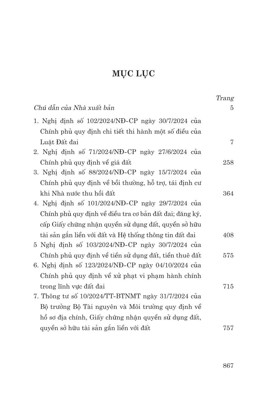 Các văn bản hướng dẫn thi hành Luật đất đai ( sửa đổi,bổ sung năm 2024)