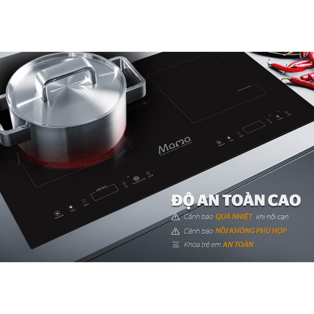 Combo Bếp đôi điện từ hồng ngoại Sunhouse MAMA MMB9100VN + Máy hút mùi kính cong Sunhouse MAMA MM6707-70, Hàng chính hãng - Bảo hành tại nhàS
