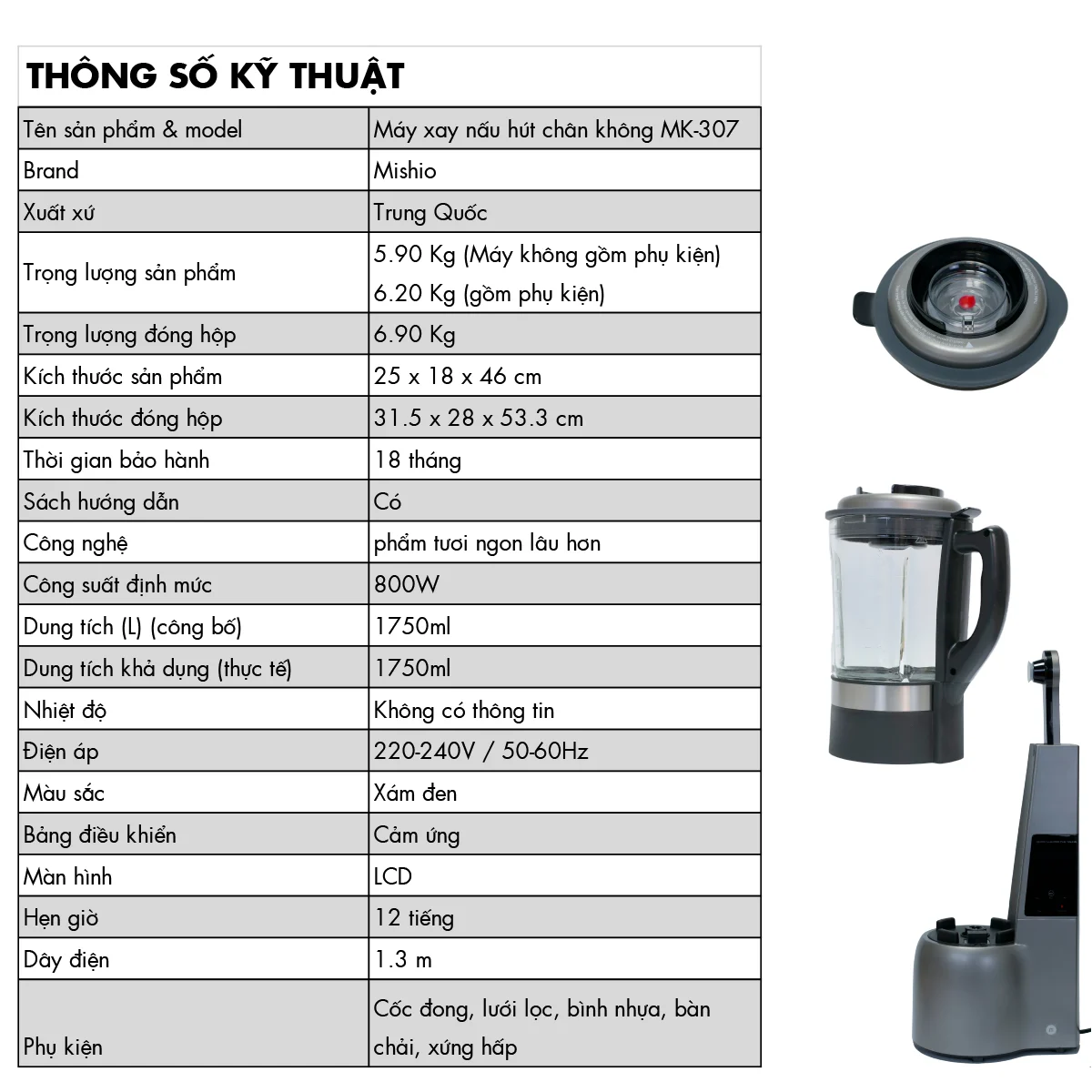 Máy xay sinh tố công suất lớn 800W Mishio - Hàng chính hãng
