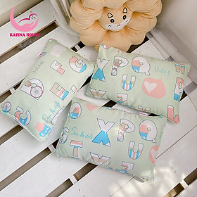 Gối nằm trẻ em Katina House, vải tencel 30x45cm ruột gòn lông vũ mềm mát, siêu êm, thấm hút tốt