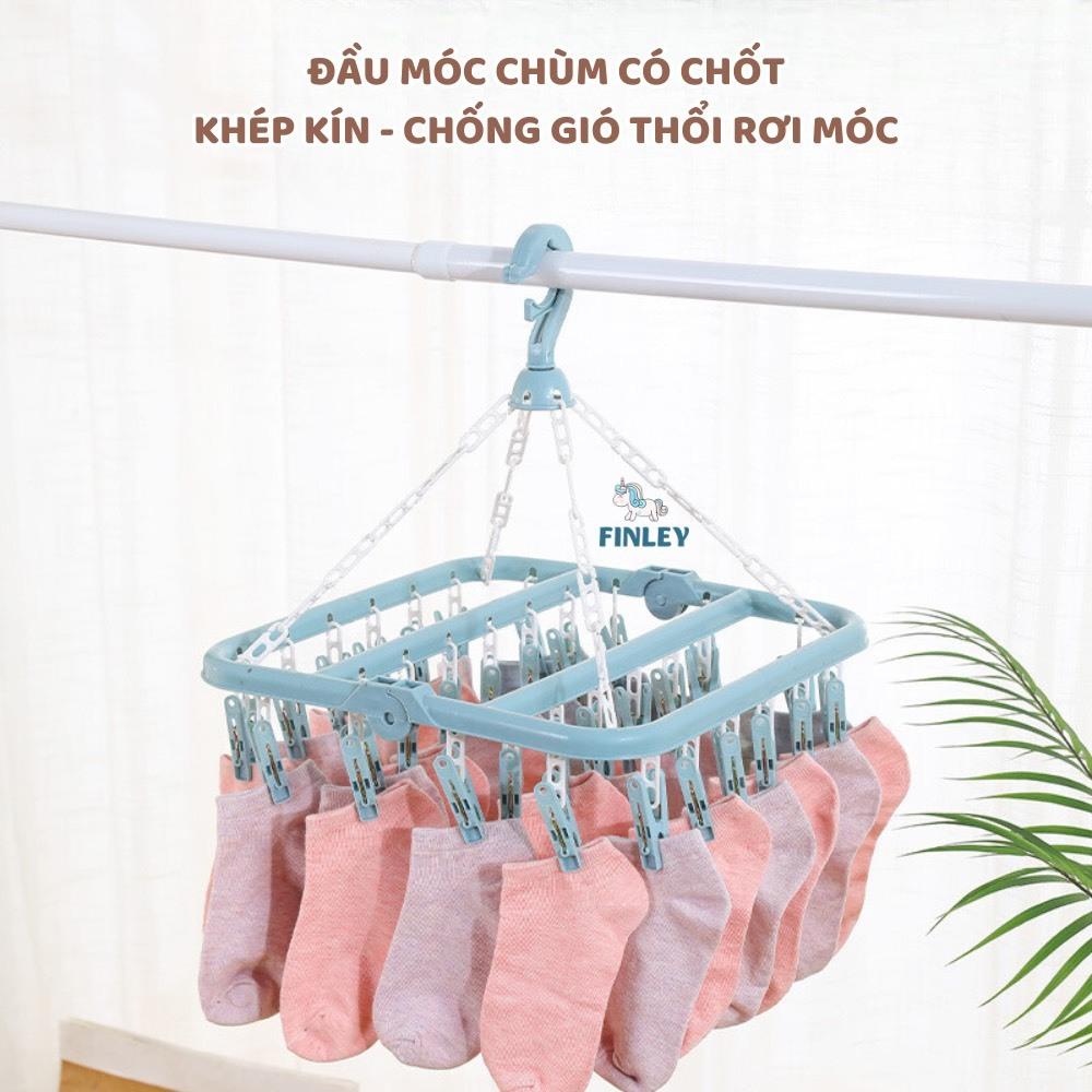 Móc Chùm Nhựa PP Cao Cấp 32 Kẹp Xoay 360 độ linh hoạt, có thể gấp gọn