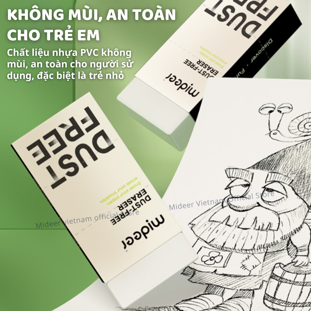 Tẩy bút chì siêu sạch, gôm tẩy không vụn Mideer Dust-free Eraser