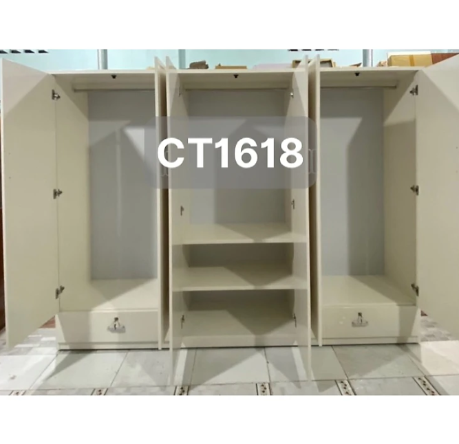Tủ quần áo nhựa 6 cánh mix hộc như hình tùy chọn mẫu ĐV Tundo 244 x 185 x 47 cm nhiều màu lựa chọn