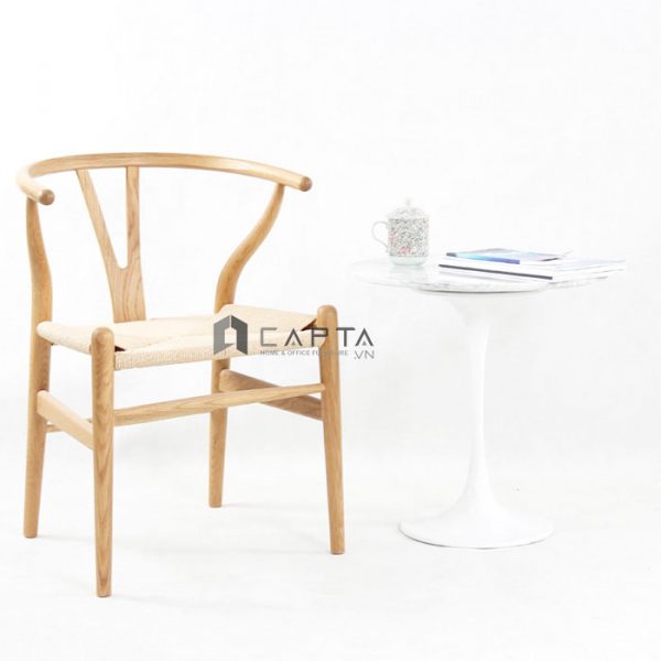 Ghế gỗ dành cho phòng ăn WISHBONE Nội thất Capta Ghế nhà hàng có tay nệm mây đan
