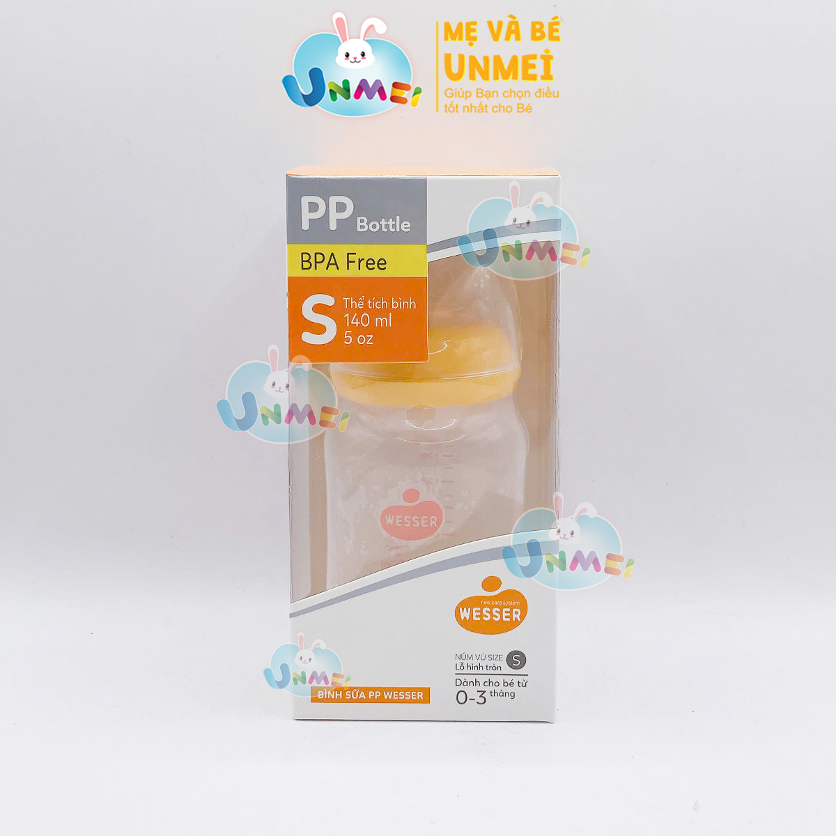 Combo 3 Bình Sữa Wesser PP 60ml, 140ml và 250ml (Giao màu ngẫu nhiên)