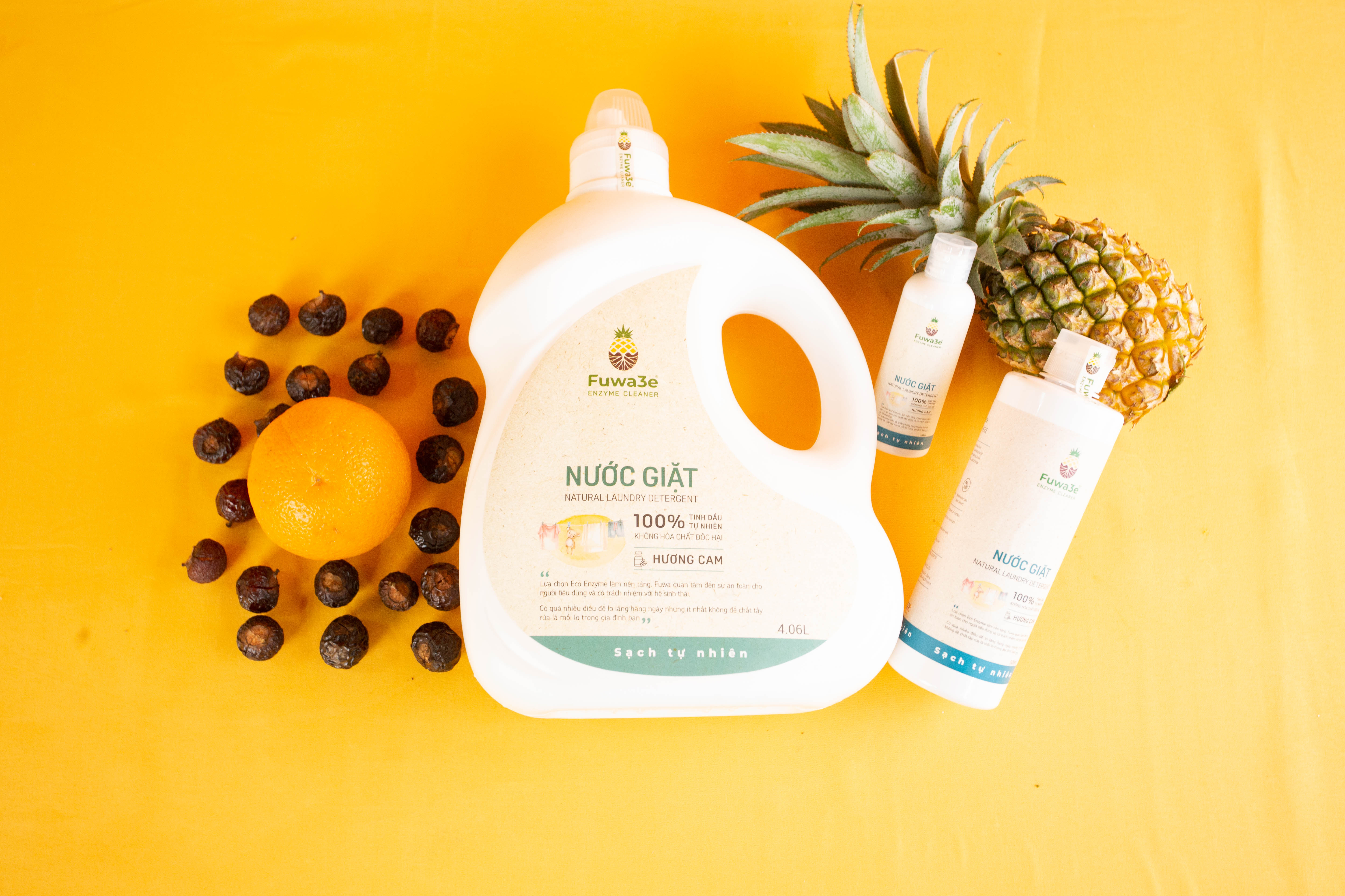 Nước giặt quần áo hữu cơ Fuwa3e an toàn cho bé chuyên giặt lụa hương cam 100ml