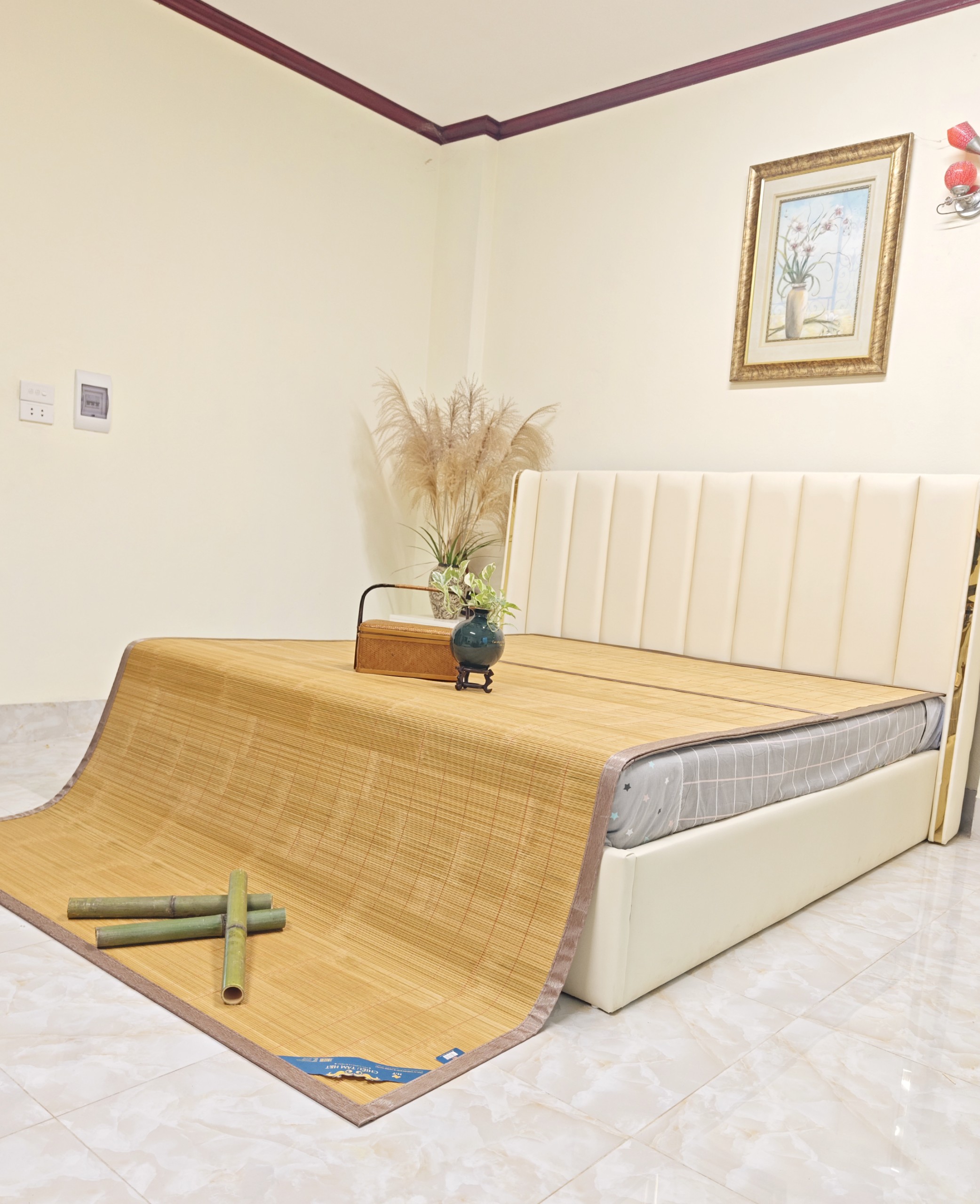 Chiếu tăm H&T 1.6 x 2m(Cây thẳng )- Màu vàng Tự Nhiên - Hàng chính hãng H&T - Sản xuất 100% tại Việt Nam