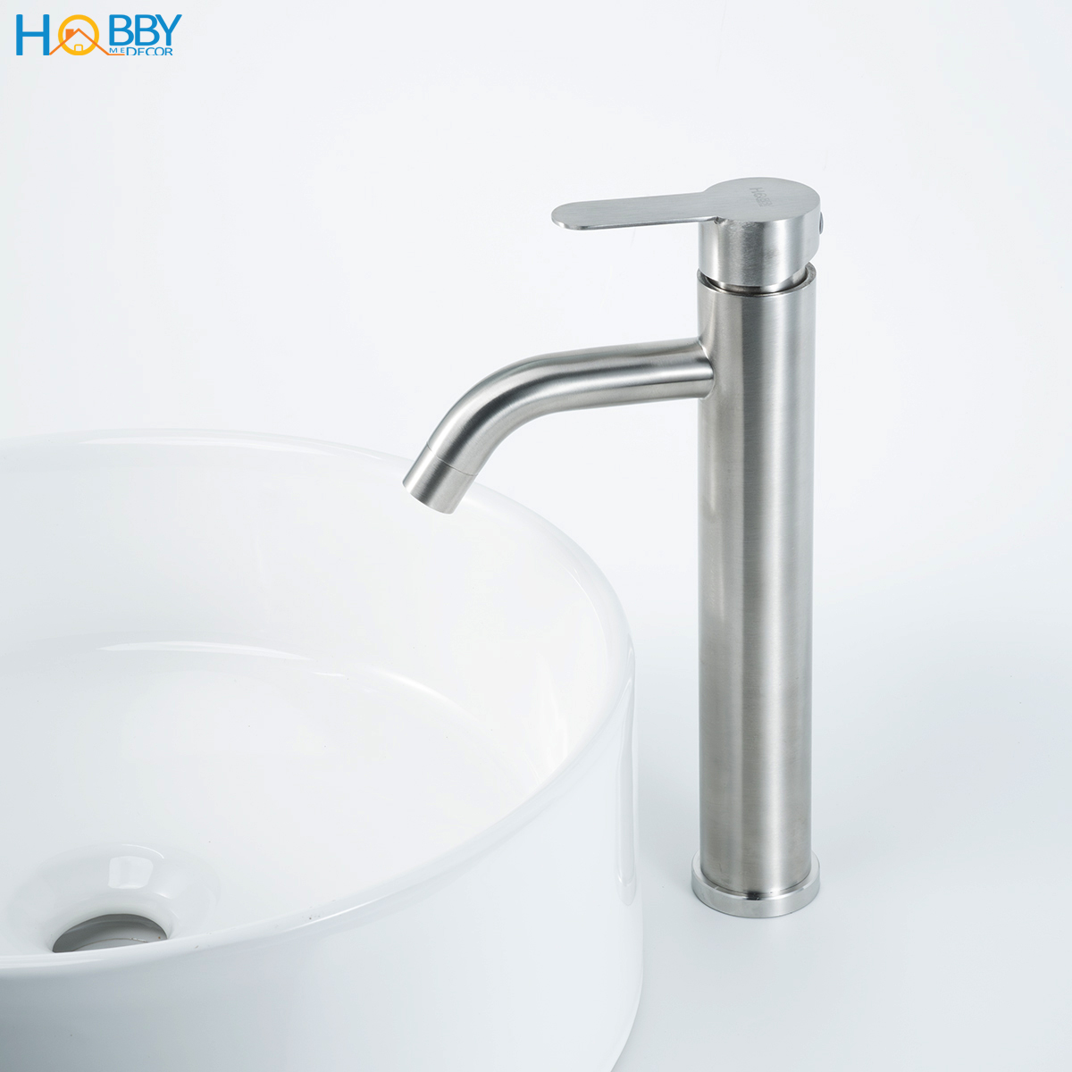 Vòi chậu lavabo nóng lạnh gắn bàn đá inox 304 mờ Hobby home decor VRM7