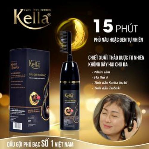 Dầu Gội Phủ Bạc kella Chiết Xuất Thảo Dược Màu Nâu Tự Nhiên