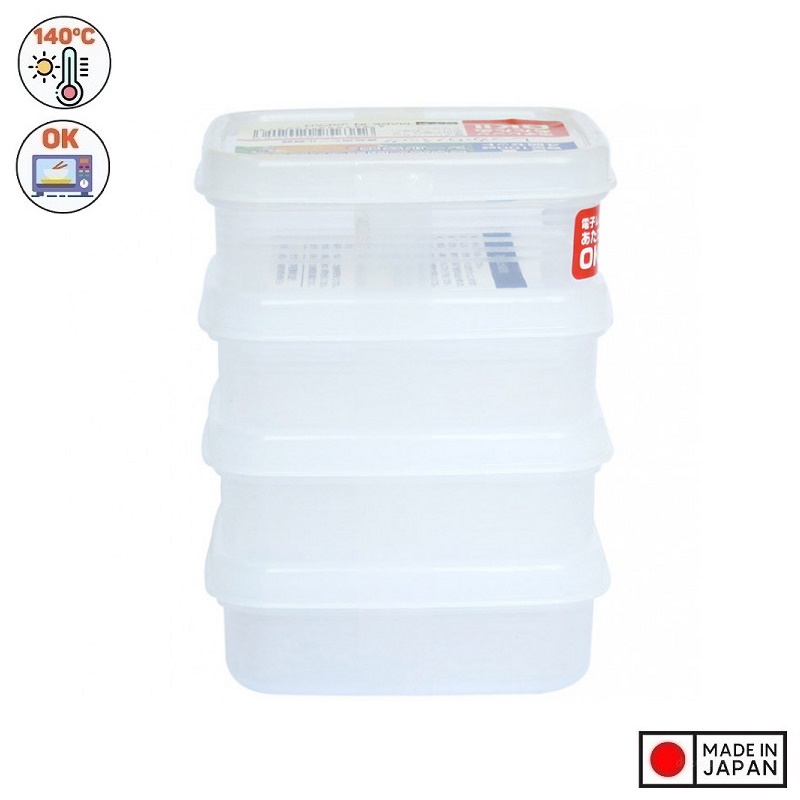 Set 04 hộp chia thức ăn dặm cho bé dung tích 100ml / hộp - Hàng nội địa Nhật Bản.
