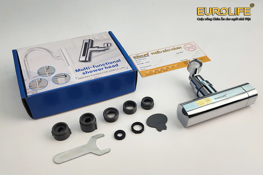 Đầu vòi tăng áp đa năng, điều hướng 360 độ, 3 chế độ chảy ưu việt cho vòi rửa chén Eurolife EL-TA05