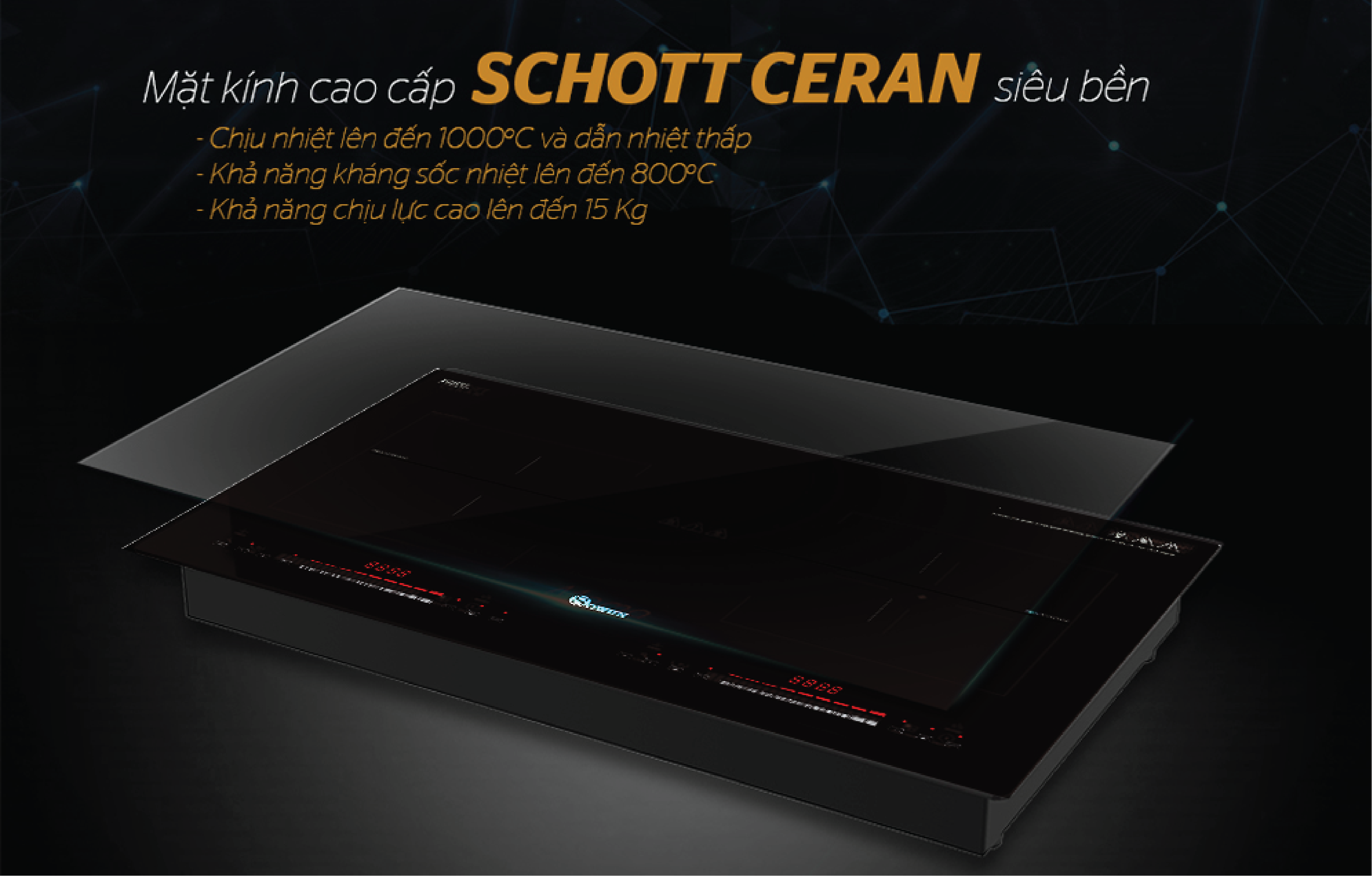 Bếp Điện Từ Đôi Nhập Khẩu SOWUN SW1228 ,Mặt Kính CERAMIC Cao Cấp Chịu Được Nhiệt Độ Cao