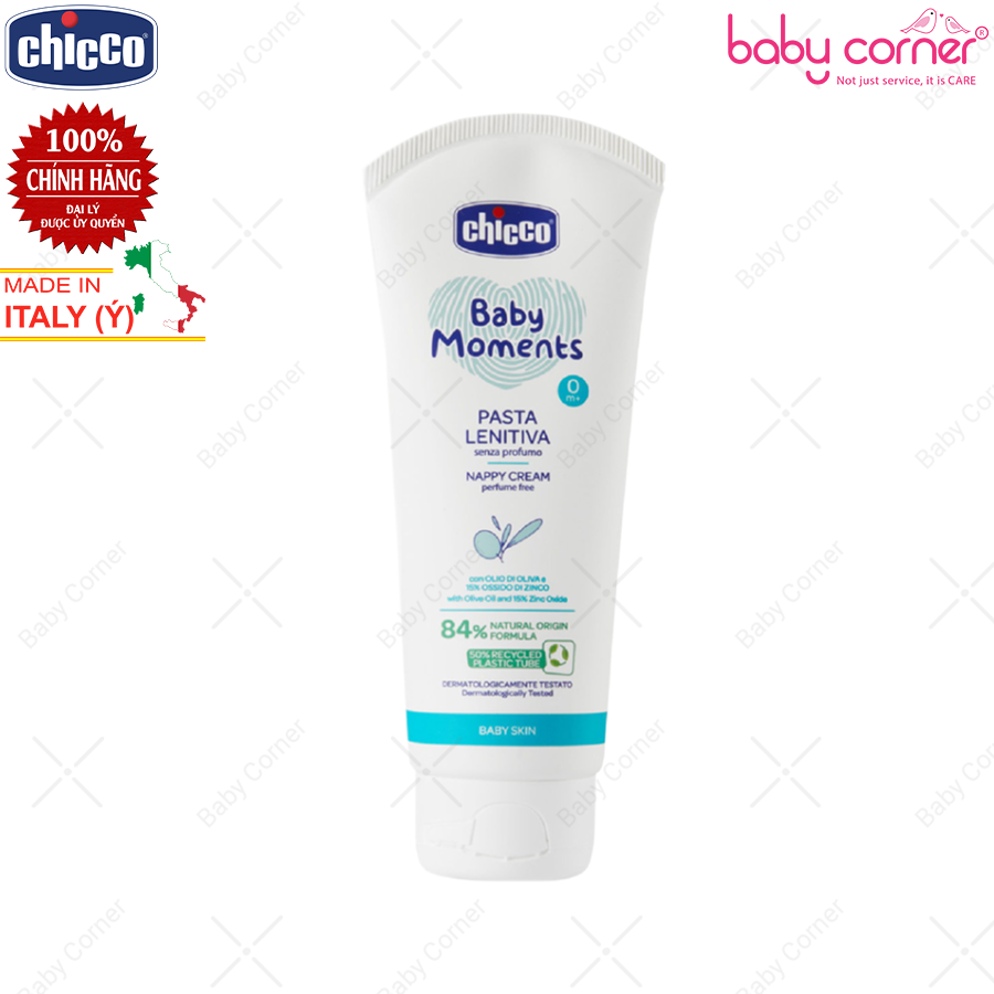 Kem Chống Hăm Dưỡng Da 3 Tác Động Chicco Baby Moments Nappy Cream, cho Bé Từ 0 Tháng, 100ml (Chính Hãng)
