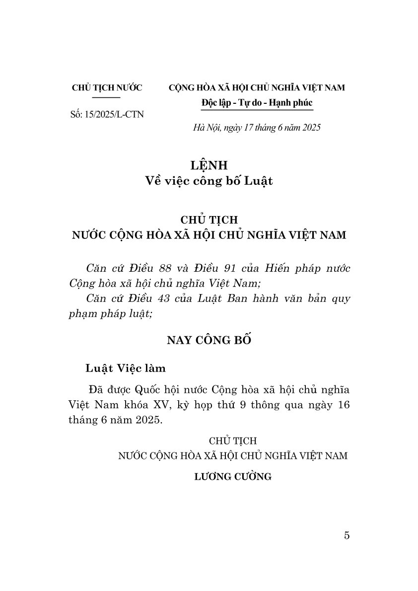 Luật việc làm năm 2025 - bản in 2025
