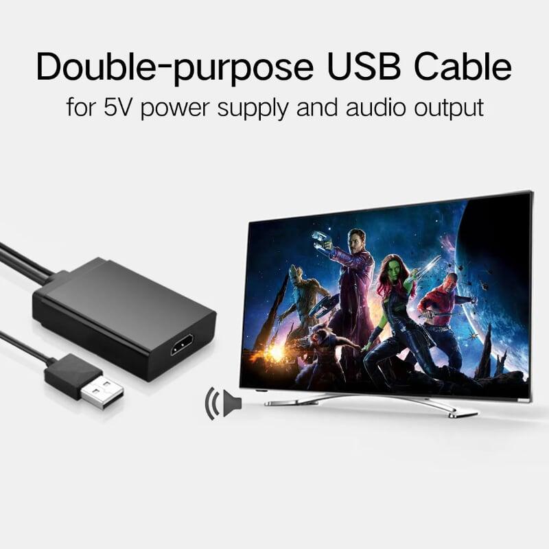 Ugreen UG40213MM106TK 50CM màu Đen Bộ chuyển VGA sang HDMI có trợ nguồn - HÀNG CHÍNH HÃNG