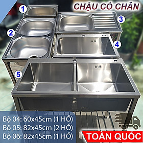 Bộ Chậu Rửa Chén Bát Có Chân Inox Kazta Nhiều Kích Thước Thông Dụng - Gồm Chậu, kệ chân, xi phông