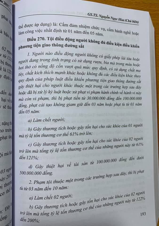 Bình Luận Khoa Học Bộ Luật Hình Sự Năm 2015 (Sửa Đổi, Bổ Sung Năm 2017) Quyển 2 - Phần Các Tội Phạm