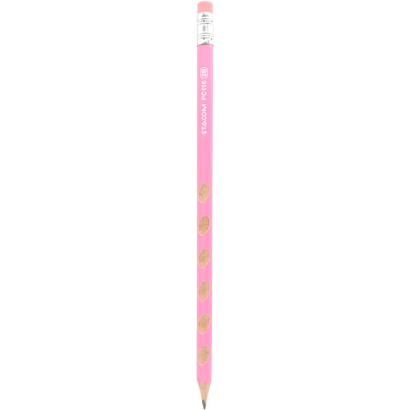 Bút Chì Gỗ Định Vị Có Tẩy Graphite 2B - Stacom PC116P-2B (Màu Thân Bút Giao Ngẫu Nhiên)