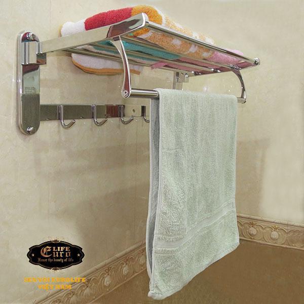 Bộ vòi sen tắm đứng INOX nóng lạnh EL-S909 (Trắng bạc)+Kệ treo khăn tắm đa chức năng Eurolife EL-B7