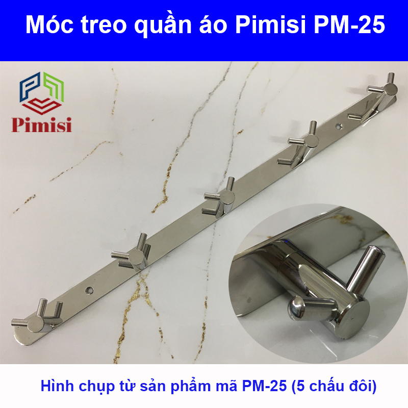 Móc treo quần áo dán tường inox 304 phụ kiện nhà tắm Pimisi - kèm keo dán siêu chắc | Hàng chính hãng