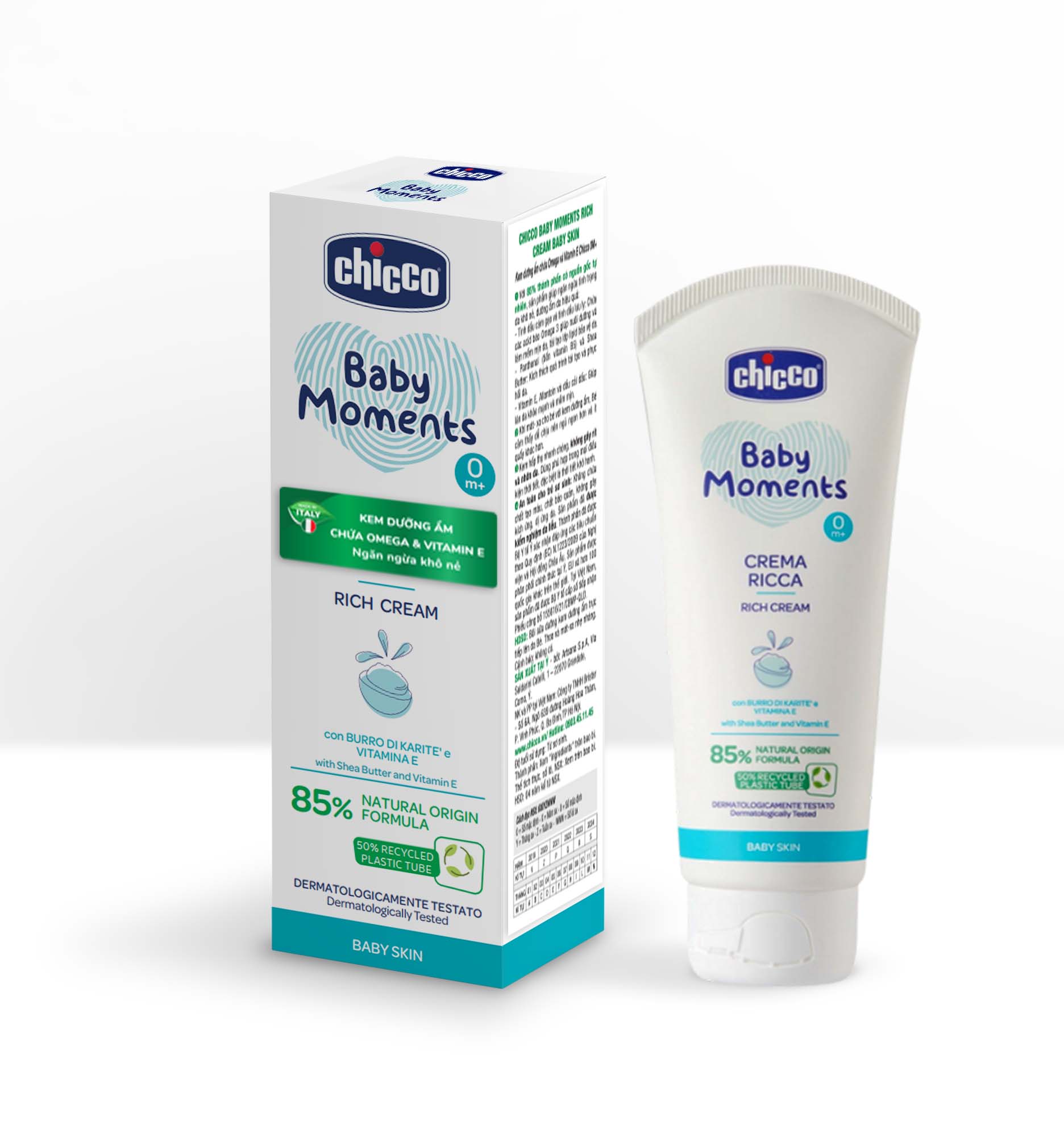 Kem dưỡng ẩm chứa Omega và vitamin E Chicco cho bé 100ml