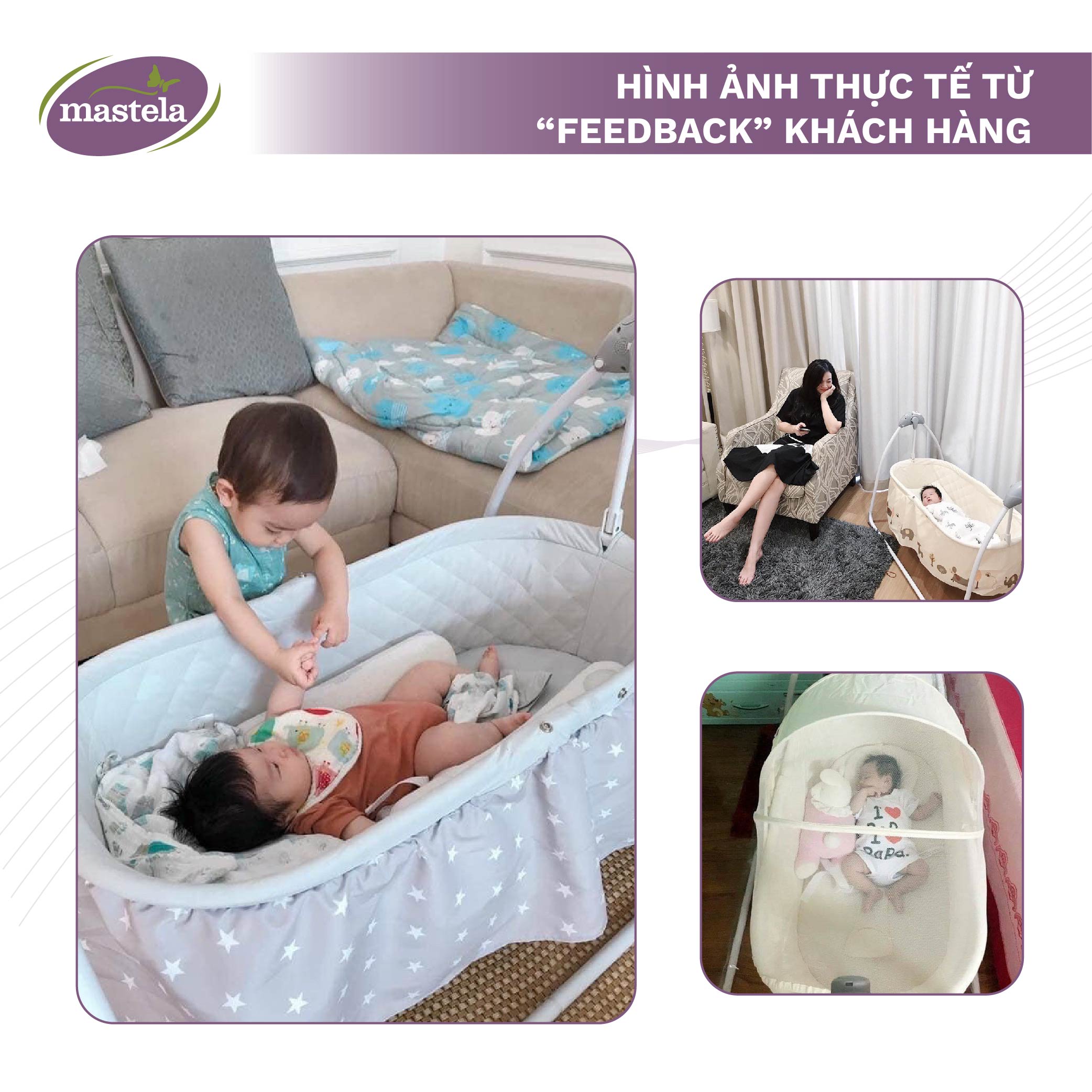 Nôi điện cho bé điều khiển từ xa kết hợp nhạc trắng ru ngủ Mastela SG239 - Nôi cho bé sơ sinh đu đưa tự động