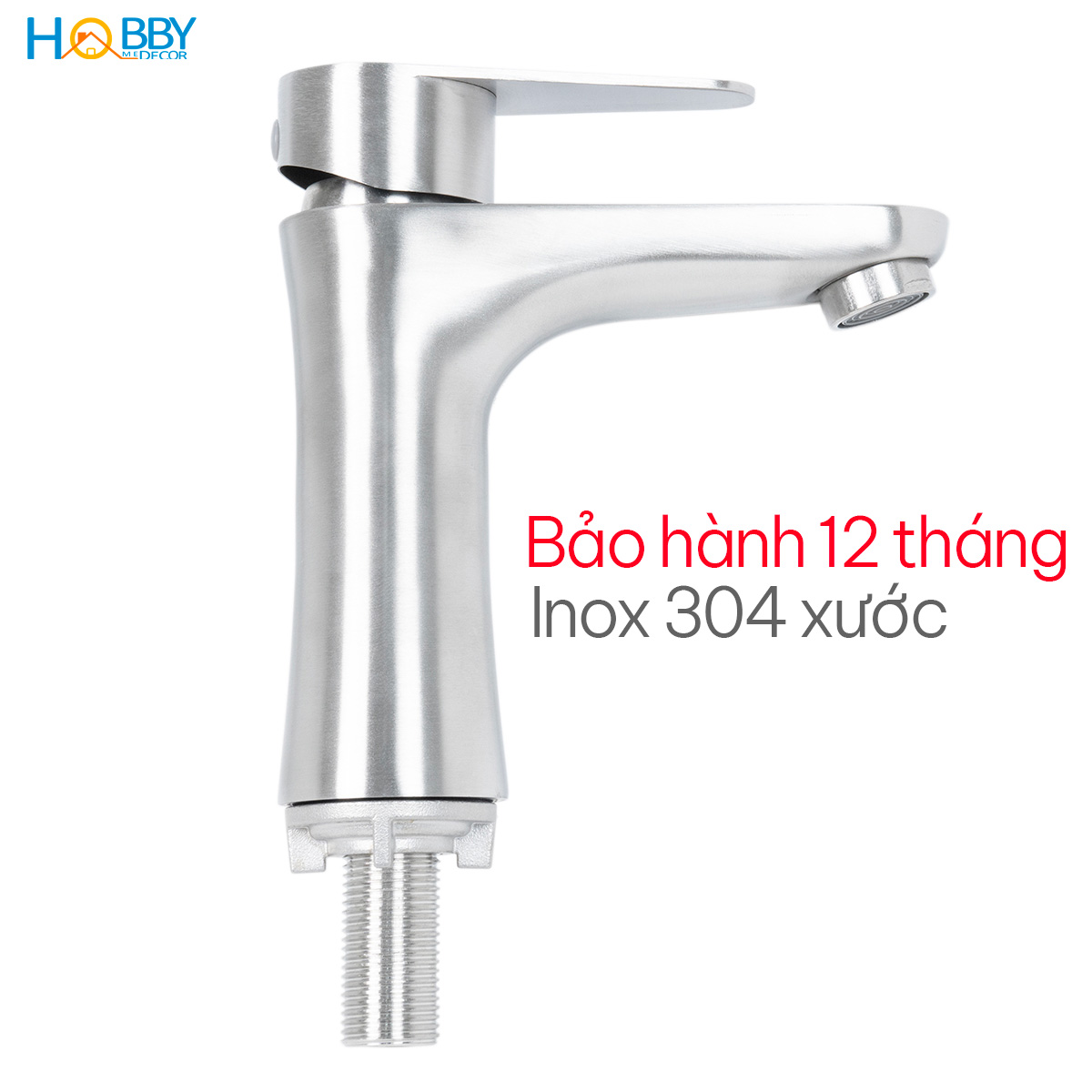 Vòi xả chậu rửa mặt lavabo cấp lạnh inox 304 Hobby home decor LBL2