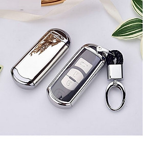 Combo ốp chìa khóa 360 độ cho xe Mazda CX-8, Mazda CX-5, Mazda 6, Mazda 2, Mazda 3... Silicon phủ gương kèm móc đeo INOX