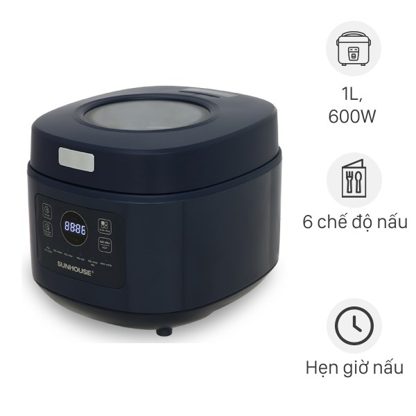 NỒI CƠM ĐIỆN SUNHOUSE SHD8802 (1.0 Lít)- Hàng chính hãng