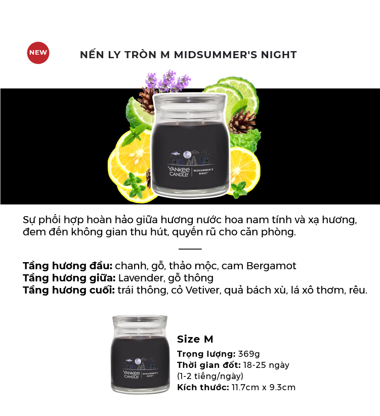 Nến ly tròn sáp đậu nành Yankee Candle size M (369g) - Midsummer