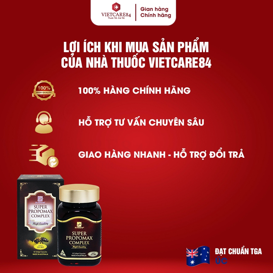 Viên uống keo ong tăng cường hệ miễn dịch, tăng sức đề kháng nhập khẩu chính hãng Úc SUPER PROPOMAX COMPLEX (60 viên) chiết xuất từ Keo Ong giúp tăng cường sức khỏe, nâng cao sức đề kháng, nâng cao thể trạng cho cơ thể