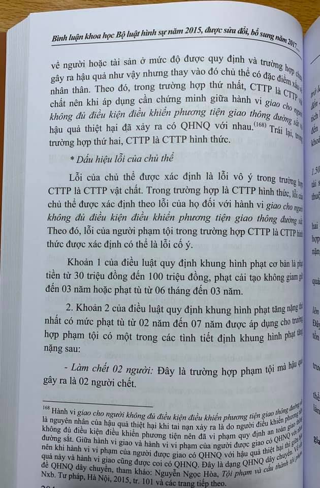 Bình Luận Khoa Học Bộ Luật Hình Sự Năm 2015 (Sửa Đổi, Bổ Sung Năm 2017) Quyển 2 - Phần Các Tội Phạm