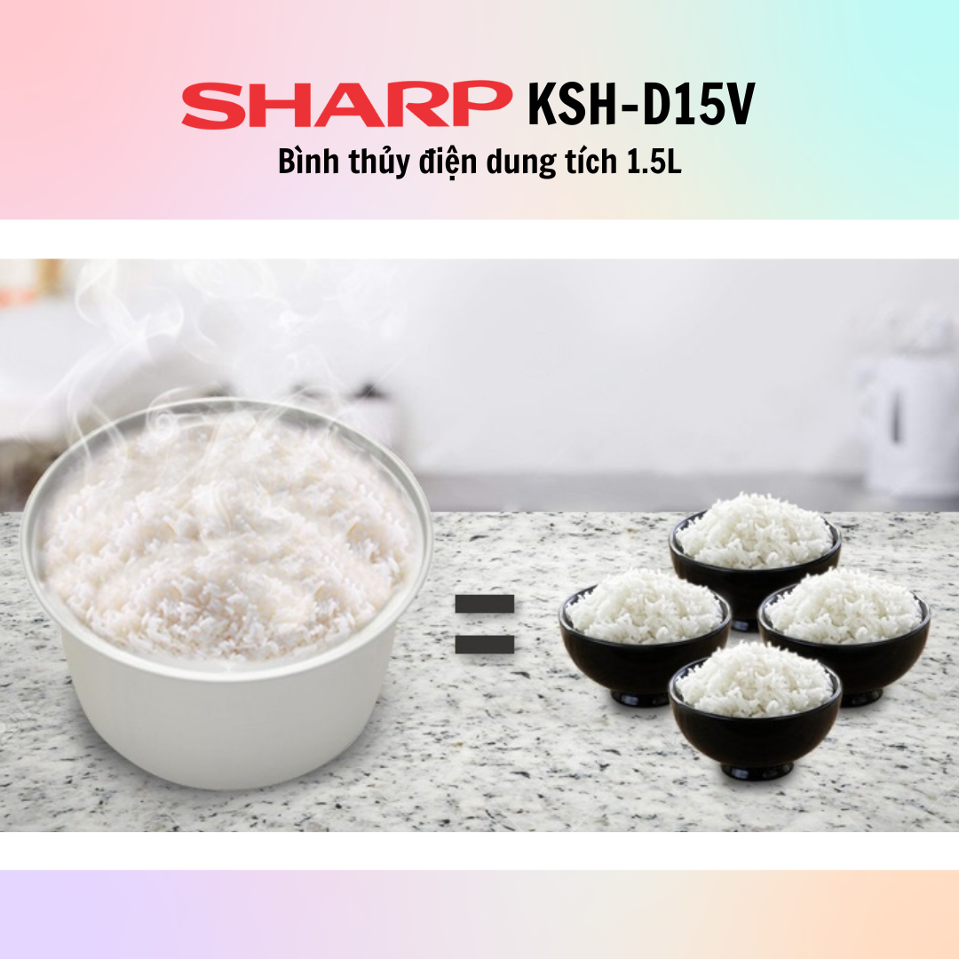 Nồi Cơm Điện Nắp Rời Sharp KSH-D15V (1.5L) - Màu Ngẫu Nhiên - Hàng Chính Hãng