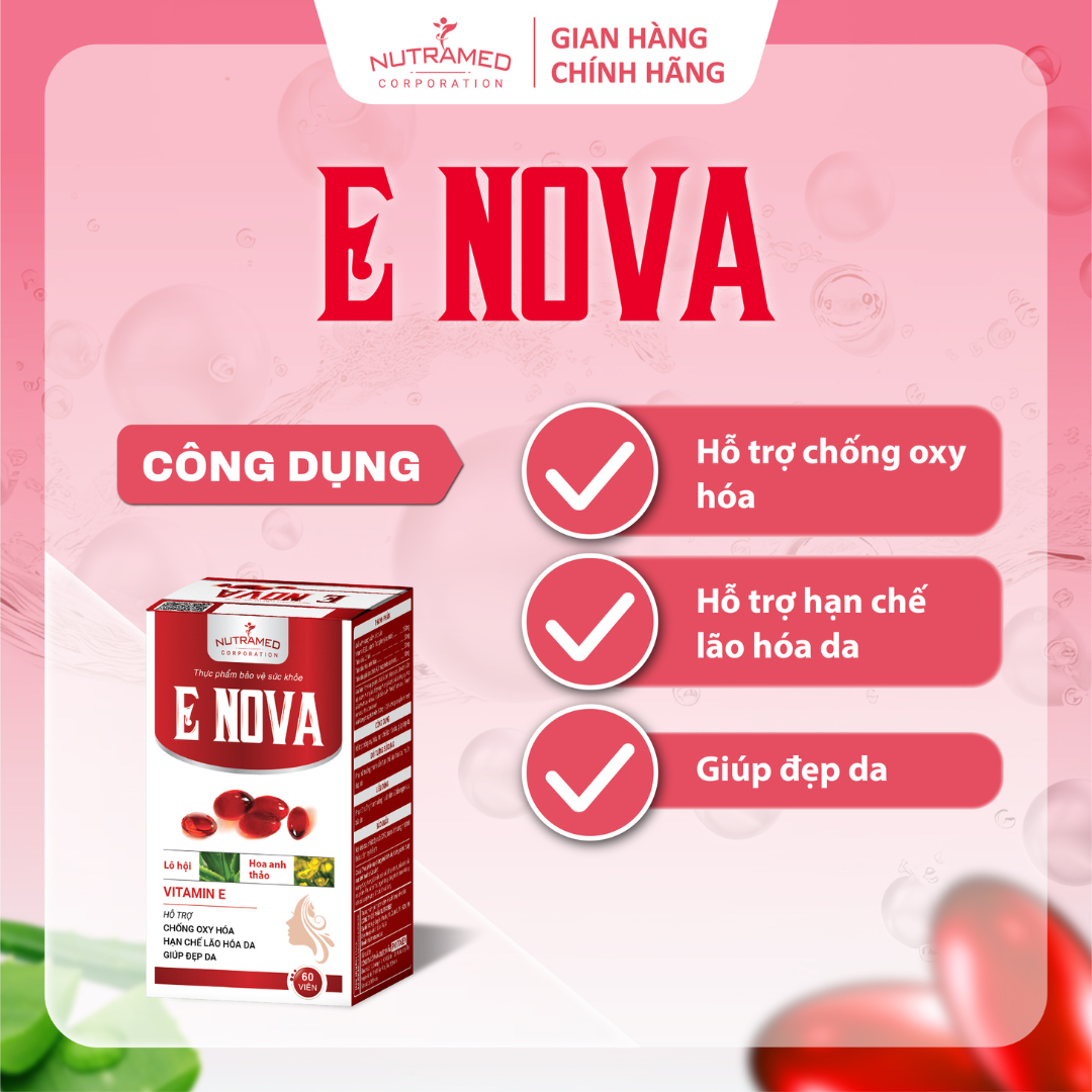 Viên uống ENova hỗ trợ ngăn ngừa lão hóa da, giữ làn da luôn tươi trẻ (60 viên) - Nutramed
