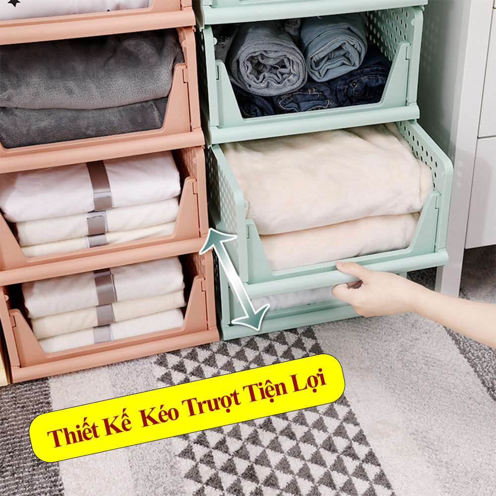 Kệ Xếp Chia Ngăn Kéo Tủ Quần Áo KUNBE Đựng Đồ Đa Năng Gấp Gọn Thông Minh