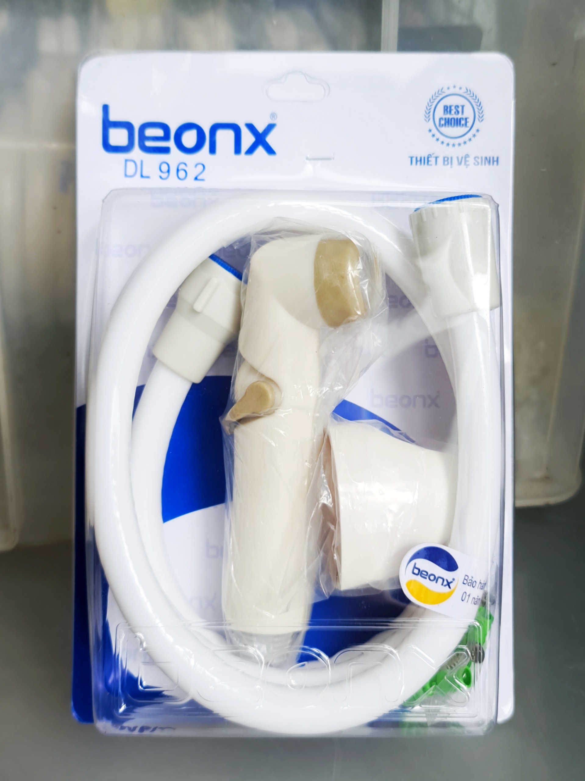 Vòi xịt vệ sinh WC bằng nhựa BEONX màu trắng, đuôi ren 21mm