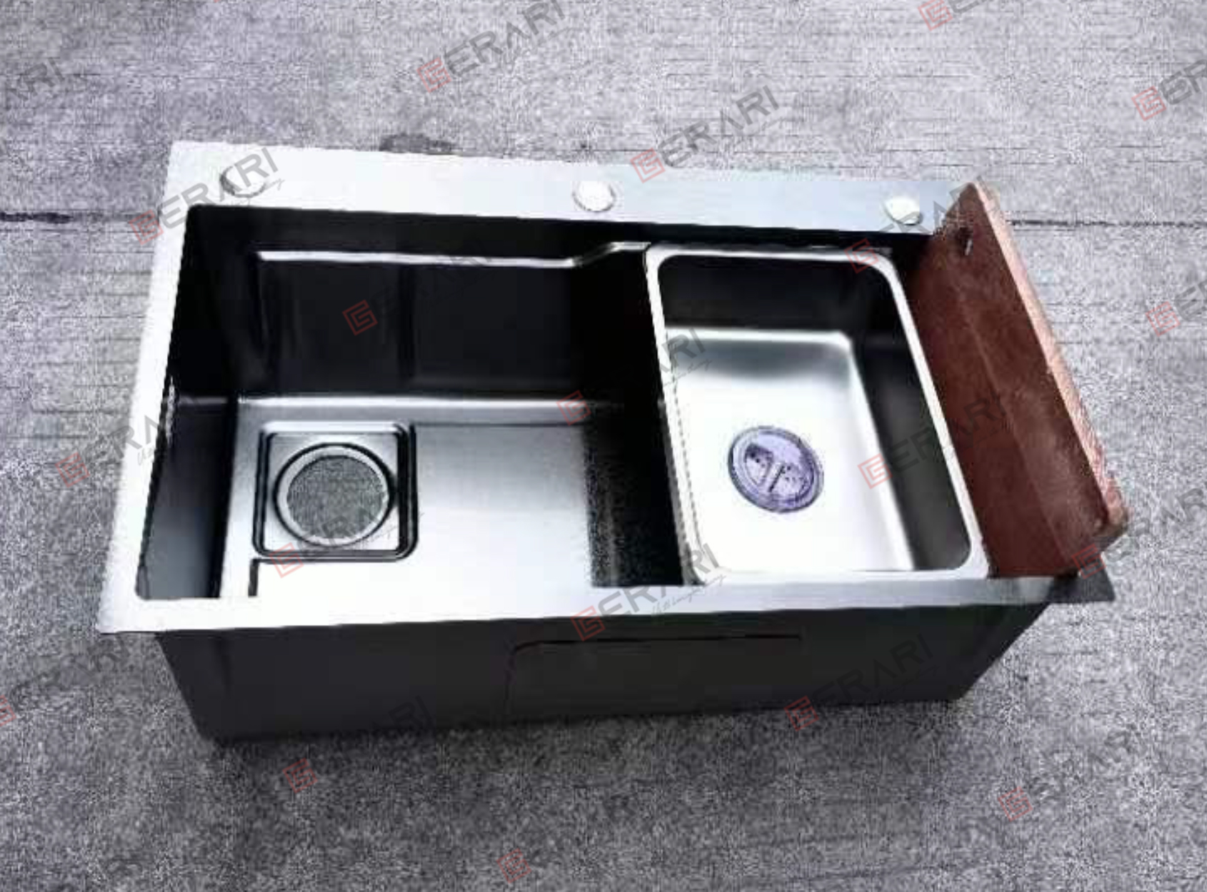 Chậu rửa 1 hố Nano ghi cao cấp kèm chậu nhỏ bên trong mã GC.7545B thương hiệu Gerari