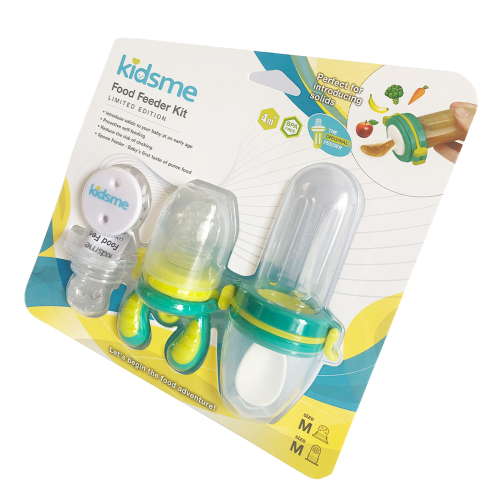 Combo Túi Nhai Và Bình Bóp Chống Hóc Kidsme Màu Xanh Ngọc Kèm Dây Giữ Túi Nhai Cho Bé Từ 4 Tháng Tuổi - Ăn Dặm Chủ Động Thông Minh Cho Trẻ Nhỏ
