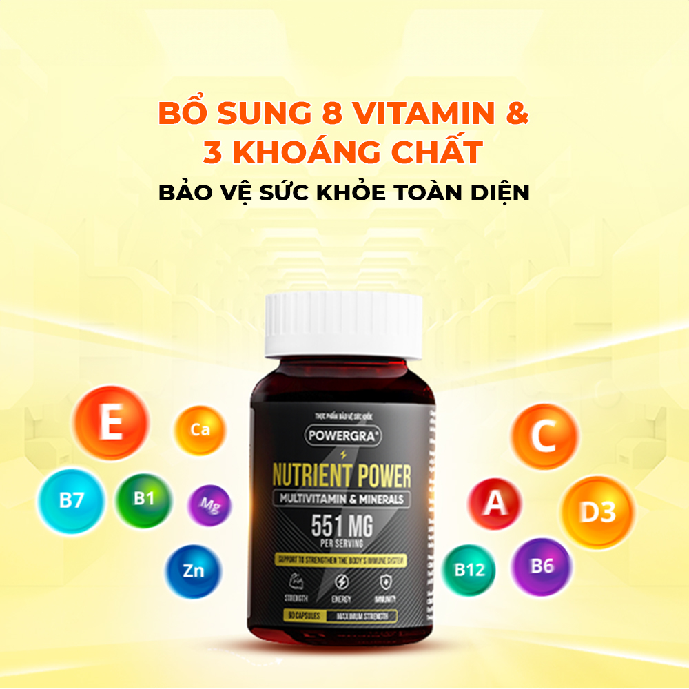 Viên uống bổ sung vitamin tổng hợp và khoáng chất Powergra Nutrient Power - Hộp 60 viên