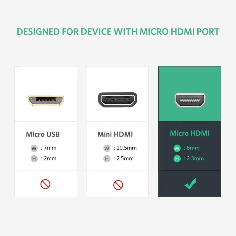 Ugreen UG30355MM115TK 30CM màu Đen Bộ chuyển Micro HDMI sang HDMI + VGA kèm cổng âm thanh - HÀNG CHÍNH HÃNG