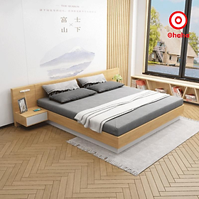 [Miễn phí vận chuyển & lắp đặt] Giường ngủ bệt thông minh kiểu Nhật cao cấp kèm 2 tap đầu giường và hộc nâng Ohaha - GB011
