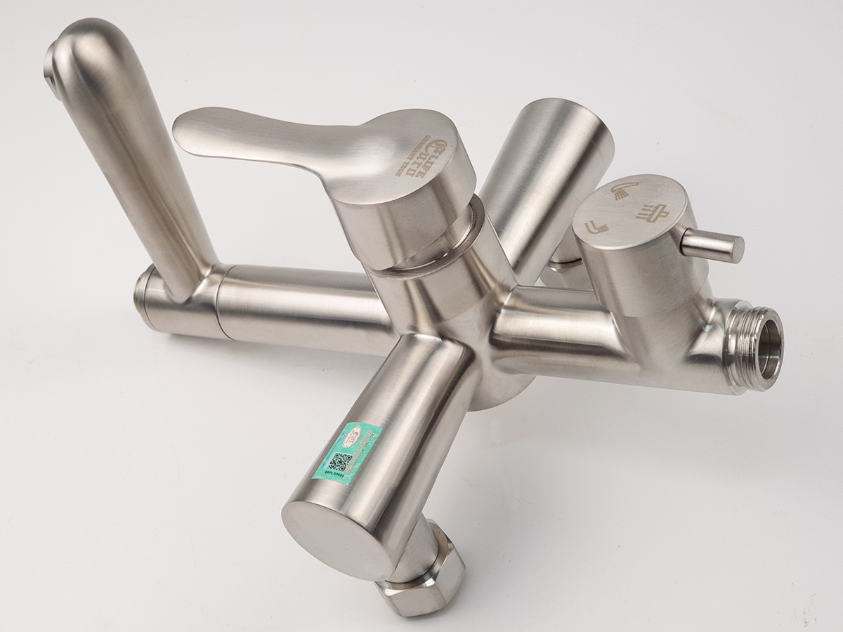 Bộ sen cây tắm đứng nóng lạnh Inox SUS 304 Eurolife EL-S917 (Trắng vàng)