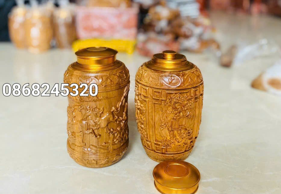Hộp trà chè gỗ bách xanh lắp đồng cao cấp kt 20×11cm