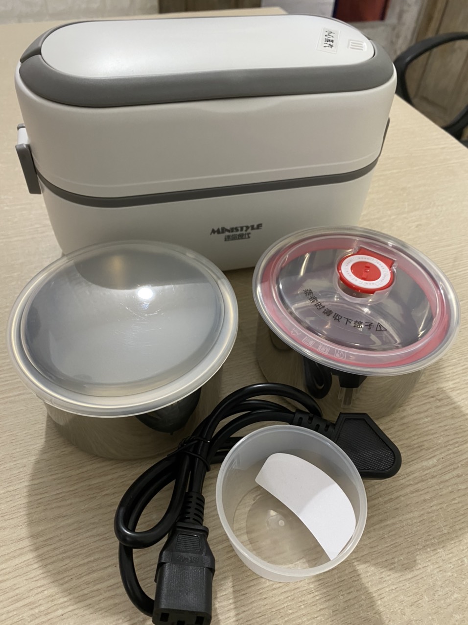 Hộp cơm cắm điện hai tầng, hộp cơm hâm nóng 2 BÁT INOX, giữ nhiệt thích hợp cho dân văn phòng KitAcoom, hàng nhập khẩu chính hãng cao cấp