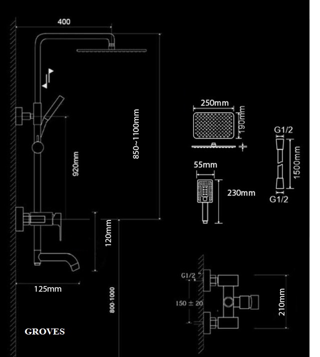 Sen cây tắm nhiệt độ nóng lạnh thân tròn cao cấp GROVES 7214