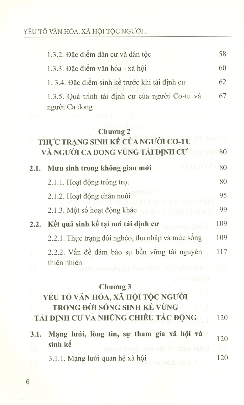 Yếu Tố Văn Hóa, Xã Hội Tộc Người Trong Đời Sống Sinh Kế Của Người Dân Vùng Tái Định Cư Thủy Điện (Sách chuyên khảo)