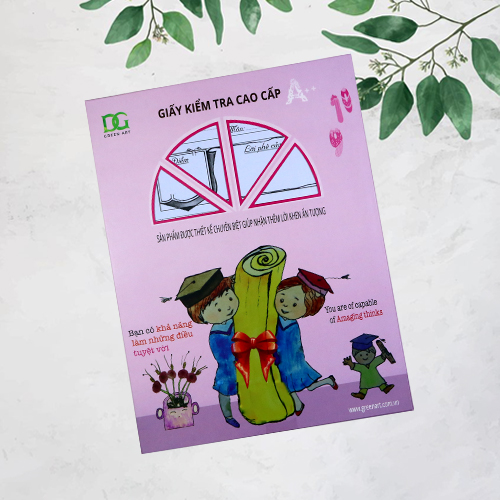 Giấy kiểm tra kẻ 4 ô ly rõ đẹp giấy dày 100gsm viết êm không lem không hằn, bảng điểm lời phê vẽ sẵn tiện lợi, 15 tờ đôi GKT02 Green Art - Hàng chính hãng