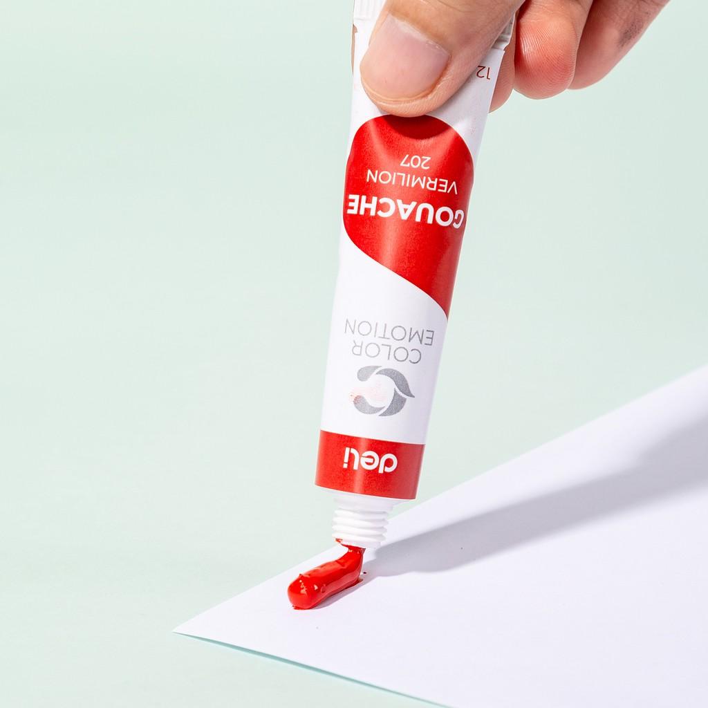 Màu nước Gouache dạng tuýp 12ml Deli 5/12/24 màu,Tặng kèm pallete Nhựa pha màu